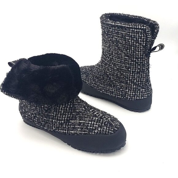 P448 Wool Tweed Faux Fur Lined Quilted Bootie Slipper US 7 EU 37 - Picture 16 of 16
